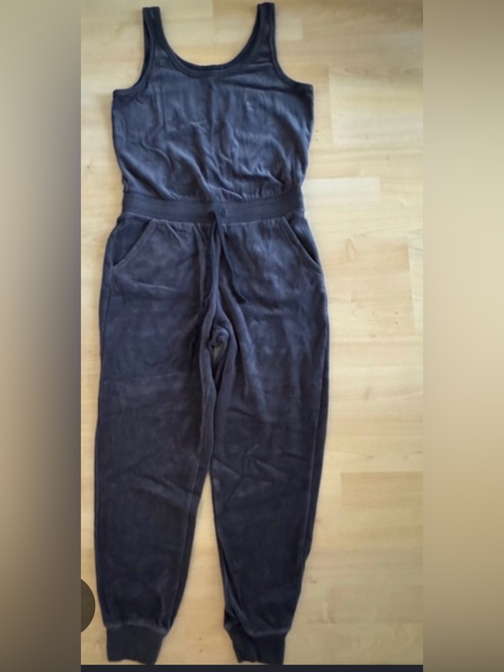 Aerie small Grey/blue velour jumpsuit small